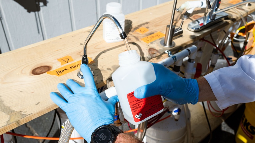 home master hydroperfection - our testers preparing samples to send out to third-party labs.