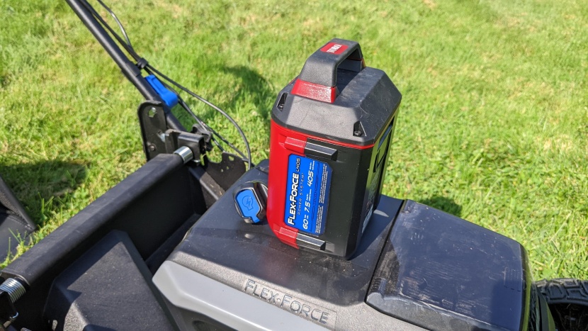 toro 60v max 21″ super recycler - the flex-force battery lasts long enough to cut about a quarter acre...