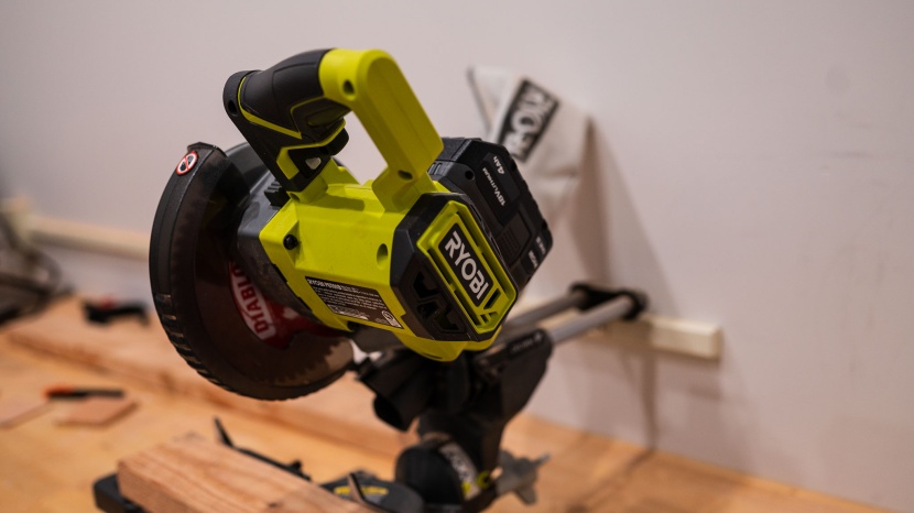 ryobi 18v one+ 7-1/4-inch single bevel sliding compound pbt01b - the sliding rails still require sufficient space for storage and...