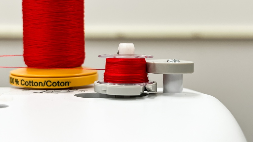 brother hc1850 - winding the bobbin is straightforward on this machine.