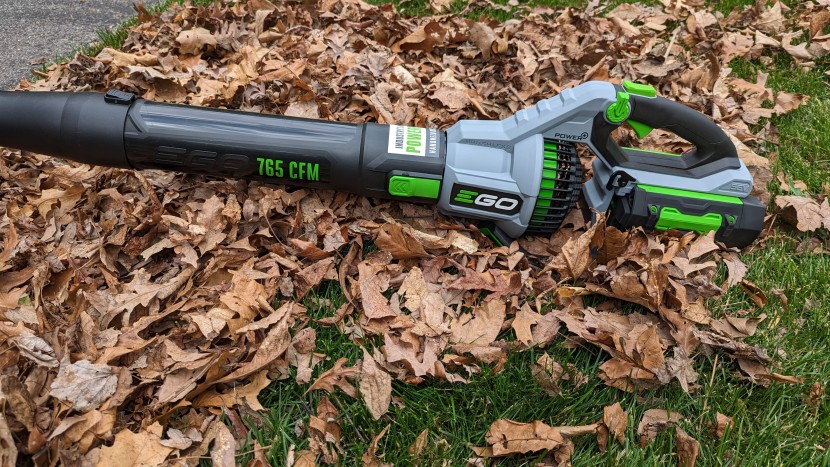 leaf blower - this ego has really high power capabilities, but its high weight...