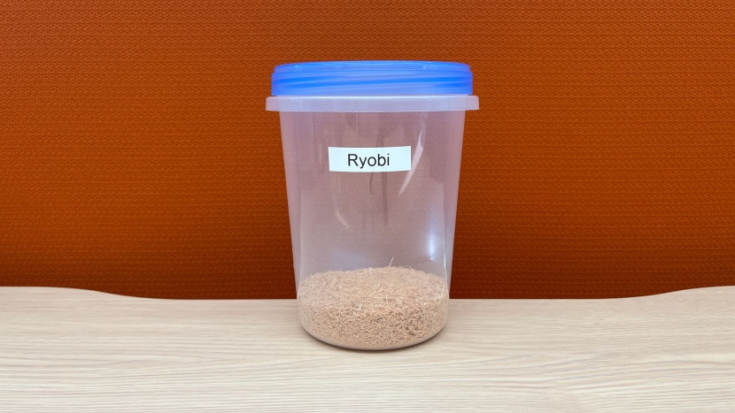 ryobi 18v one+ 7-1/4-inch single bevel sliding compound pbt01b - after making 100 cuts on a 2x4, only 0.71 ounces of sawdust remained.