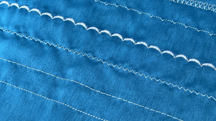 the hzl-lb5100 creates even stitches on delicate chiffon.