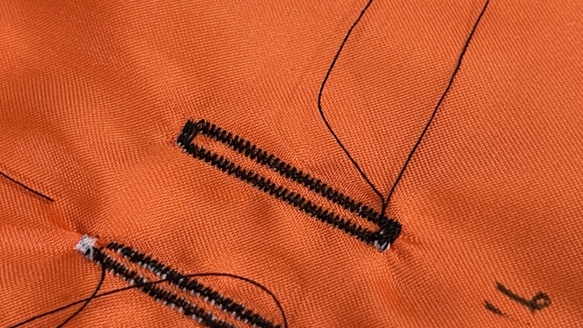 true to form, the hzl-lb5100 makes neat, clean buttonholes in silk.