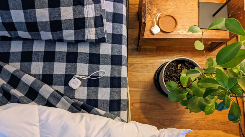 we placed one monitor under the comforter and left the other one in...