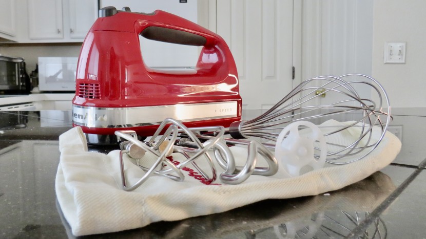 hand mixer - the kitchenaid 9 speed comes jam packed, with beaters, dough hooks...
