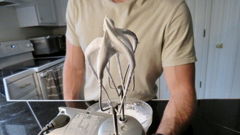 stiff peaks should stay tall, even when turned upside down.