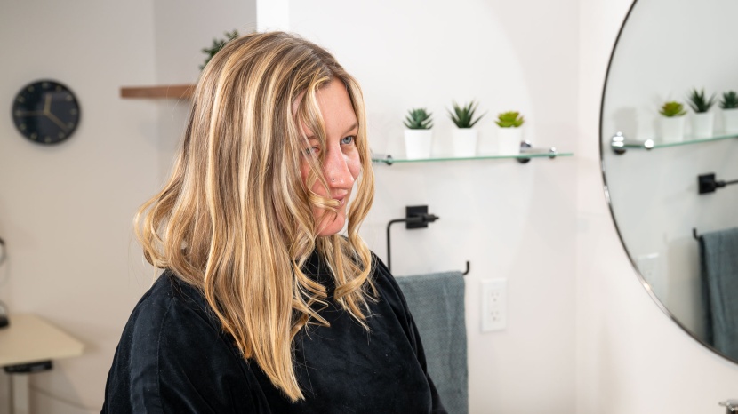 before and after curling with the double ceramic