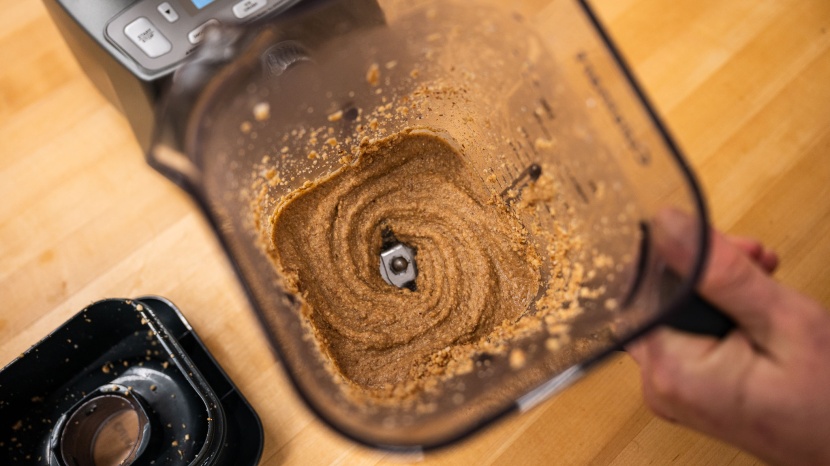 the nut butter we pureed kept clogging up the blades, and we...