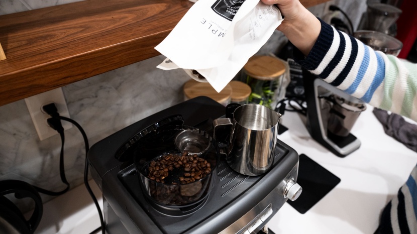 calphalon temp iq - refilling the bean hopper as we get ready for another round of...