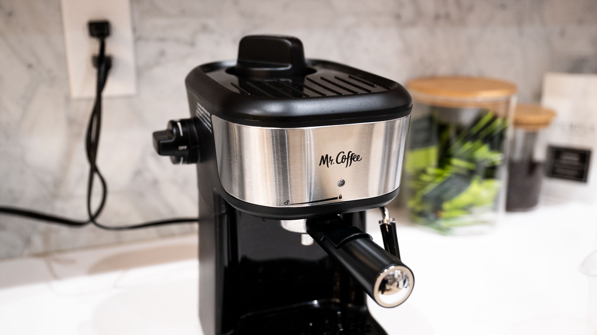 Mr. Coffee 4-Shot Steam Espresso Machine, Cappuccino Maker And Latte Maker With Glass Carafe
