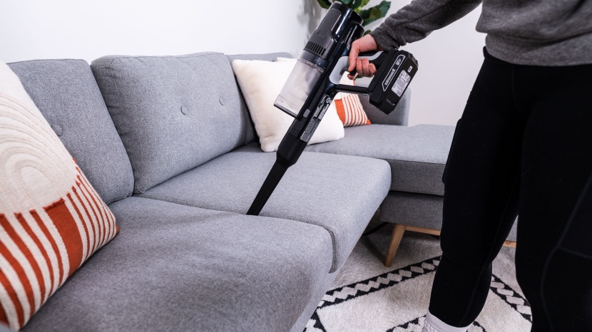 bissell cleanview xr - the included crevice tool lets us vacuum in nooks and crannies...