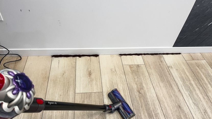 dyson v8 - our edge test is helpful for those who have long hallways and walls...