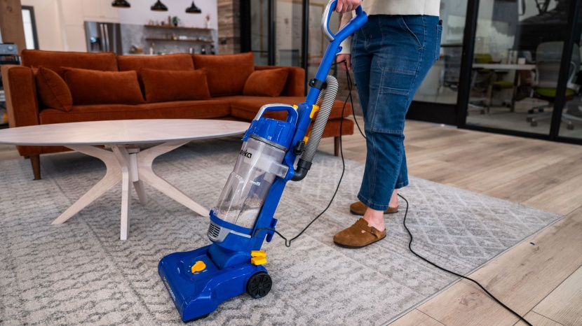 eureka powerspeed - this machine was easy to push on low-pile carpet and rugs.