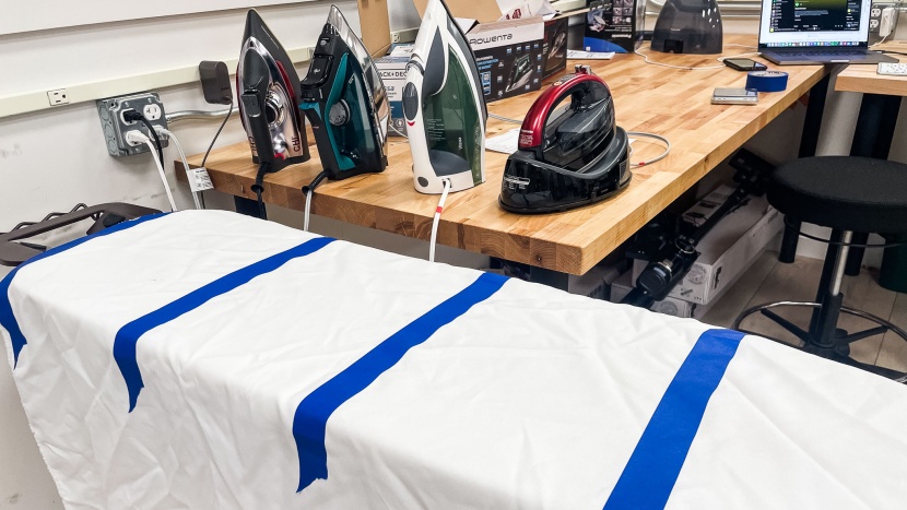 clothes iron - we make sections in our test fabrics to measure performance across...