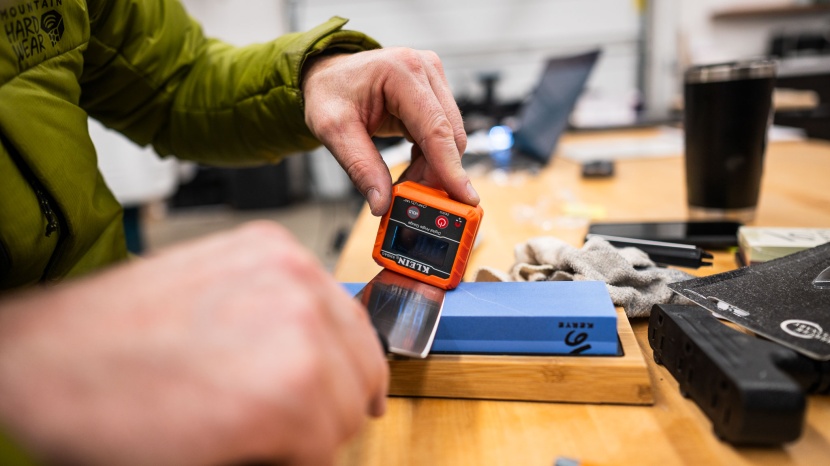 we then sharpened each knife according to the manufacturer's...