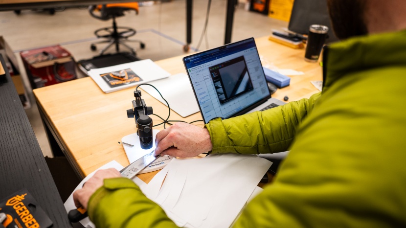 knife sharpener - a digital microscope allowed us to both examine and capture...