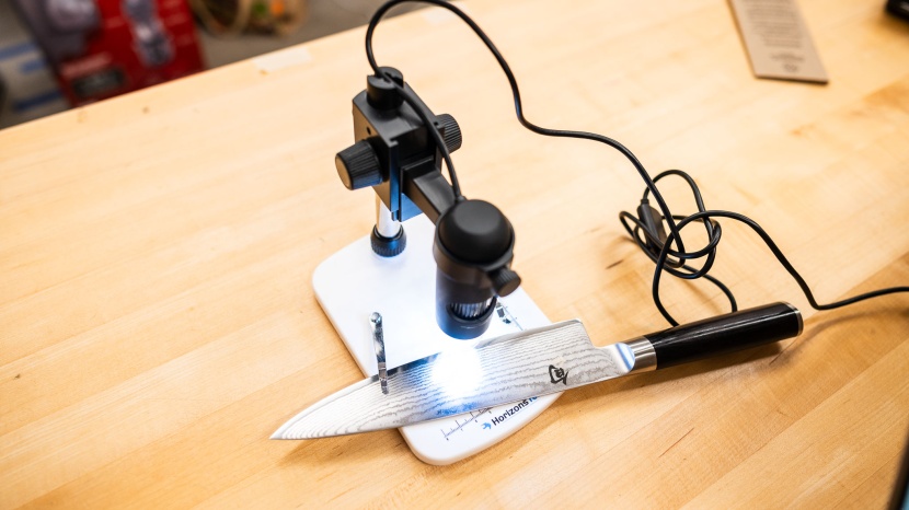 examining the edge of the super-sharp shun.
