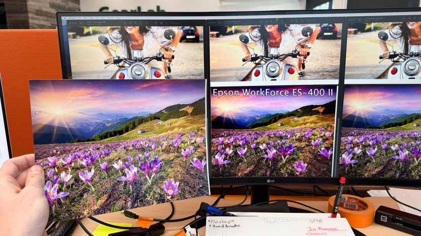 epson workforce es-50 - overly darkened areas and oversaturation are obvious in the...