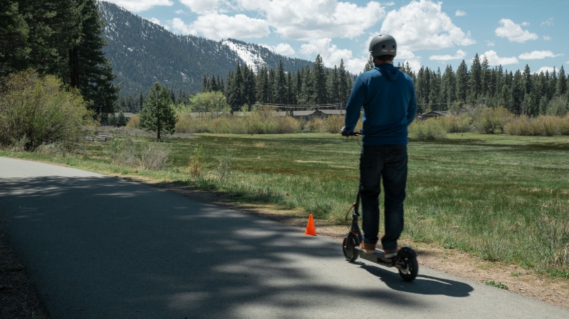 electric scooter - we test maximum speed by measuring how long it takes the scooter to...