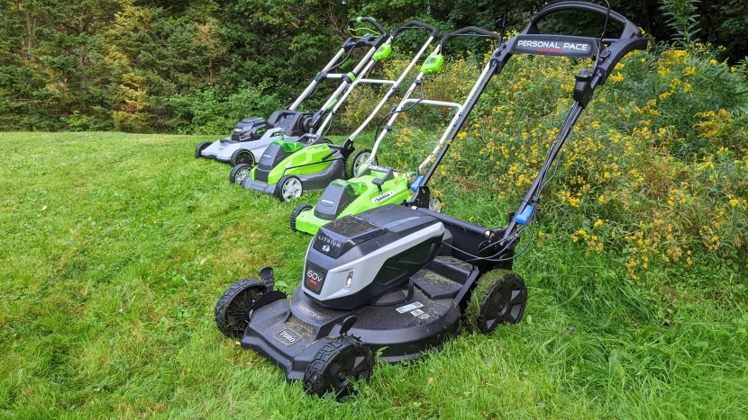 lawn mower - four top contenders lined up and ready to test!