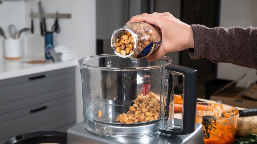 we chopped up onions, carrots, and nuts to test how well each food...