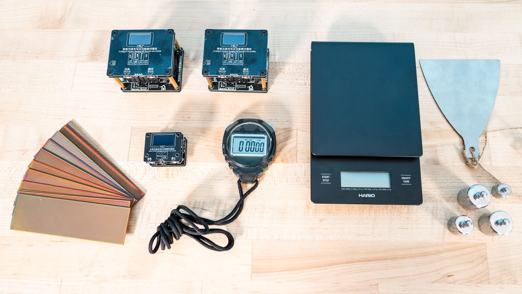 wireless charger - our testing tools included standard stopwatches, a digital scale...