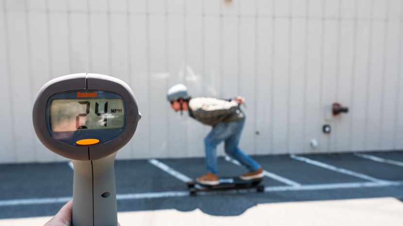 electric skateboard - on a closed test course, we ran each board through a series of timed...