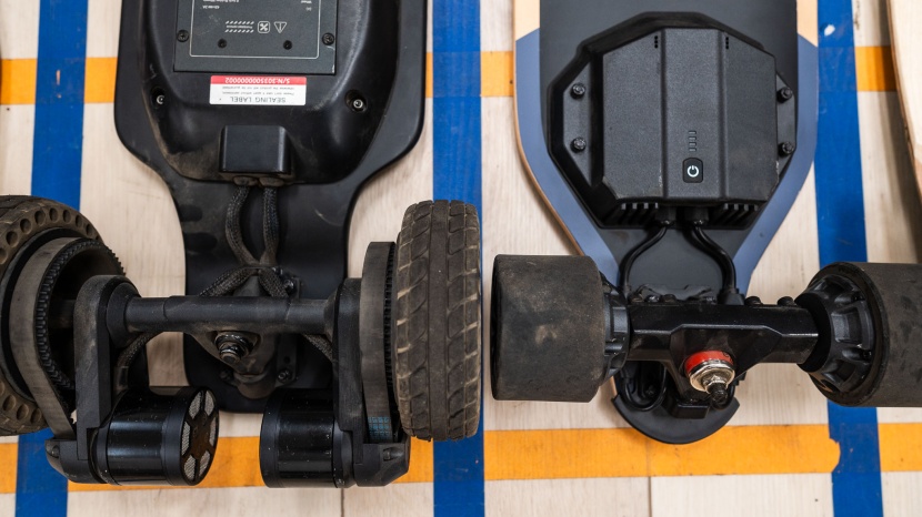 electric skateboard - the electric skateboard on the left shows an example of a...