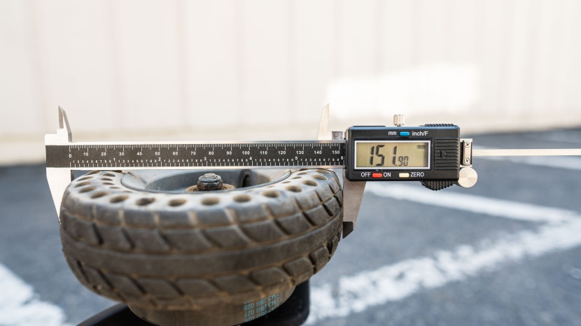 electric skateboard - we measure wheel diameter to help us compare riding characteristics.