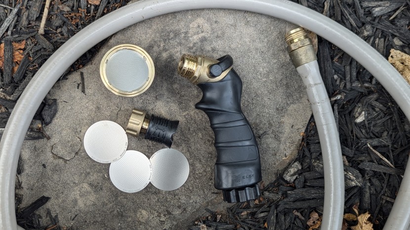 the eley nozzle screws onto the hose easily, and includes several...