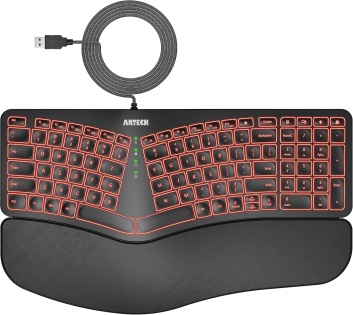 arteck ergonomic wired keyboard
