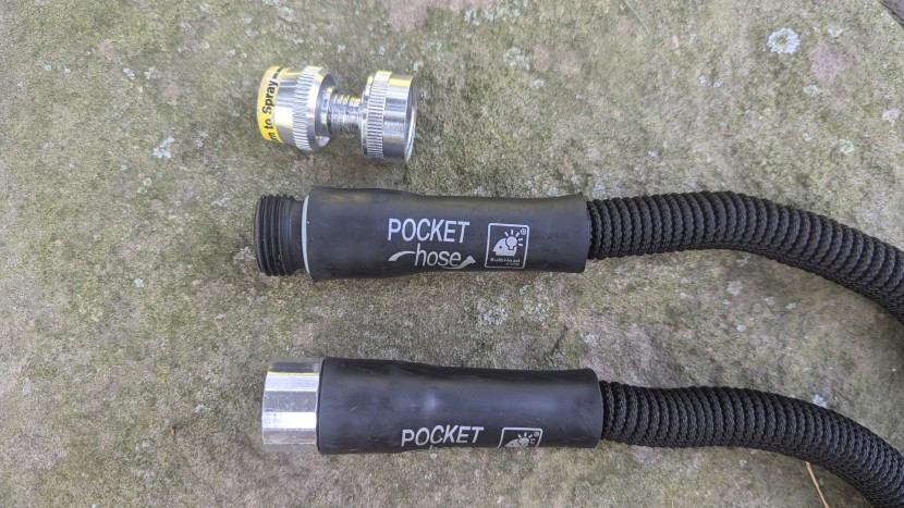 pocket hose silver bullet - the pocket hose has durable plastic threads, aluminum couplings with...