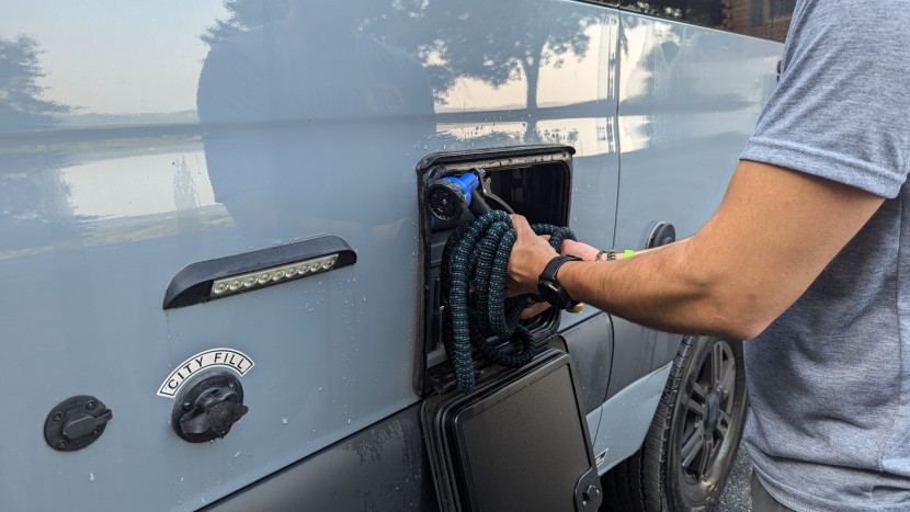 flexi hose - the 50-foot flexi hose and nozzle shrink down small enough to fit...