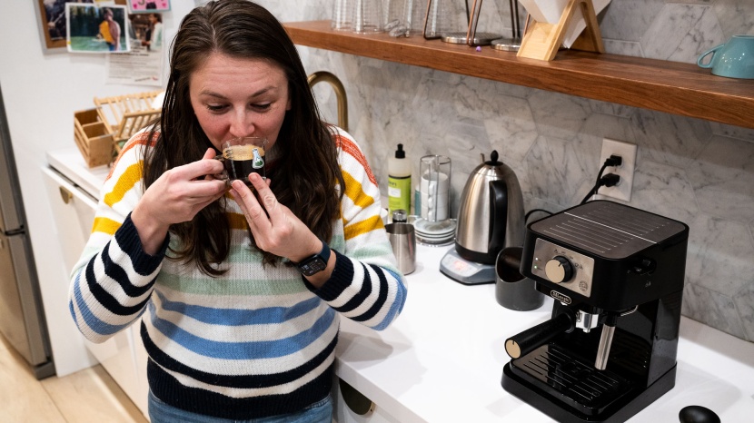 espresso machine - one of our many taste-testing analysts seeing how this shot measures...