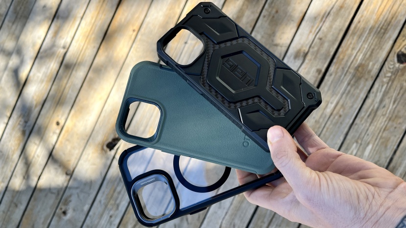 iphone 15 case - the esr armor tuff, the otterbox defender, and the uag monarch pro...
