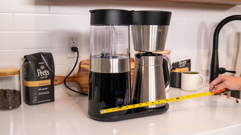 oxo brew 9-cup - measuring 15" x 13.4" x 6.5", this brewer does take up quite a bit...