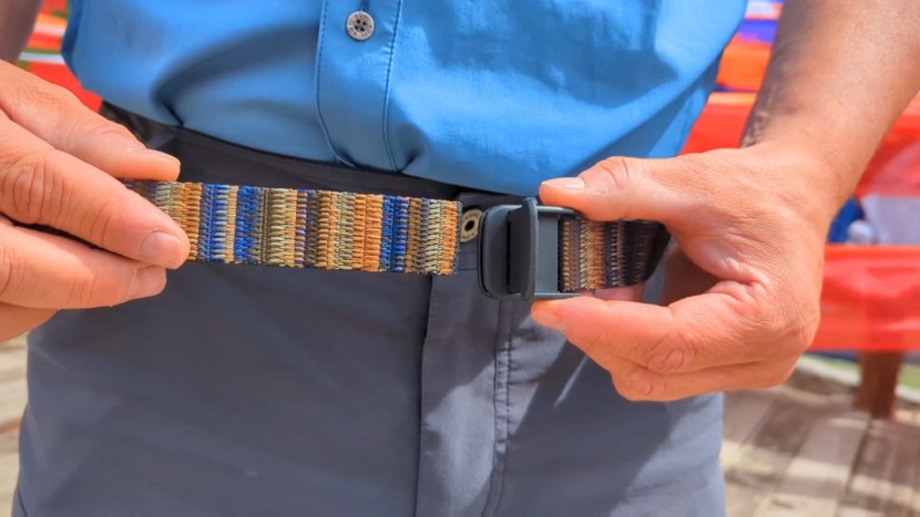belt - a thin synthetic belt with an easy-to-use flip-top buckle makes the...