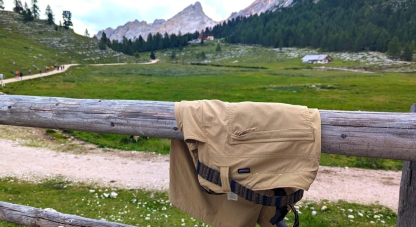 on the trail in the italian alps.