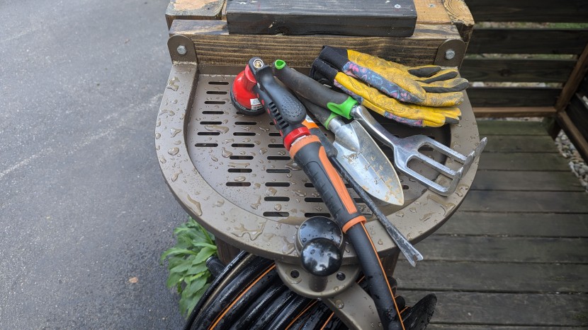 liberty garden single arm navigator - the shelf is a convenient place to store the nozzle or other...