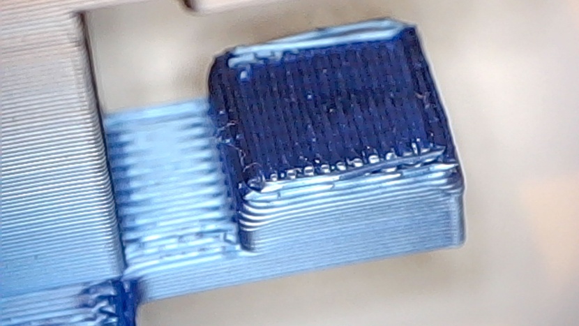 bambu lab p1p - macro shot of one of the support test surfaces, once supports were...