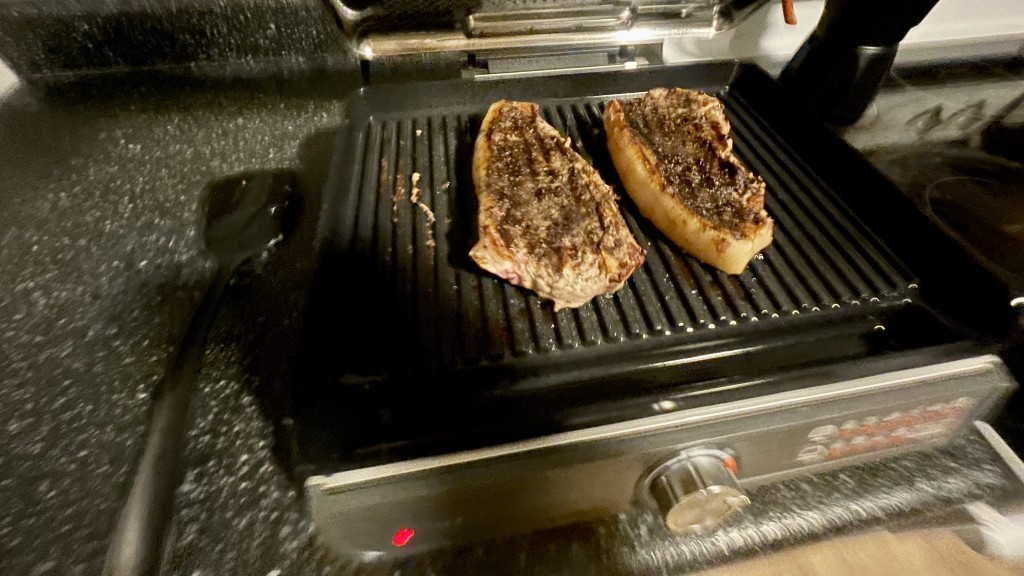 ninja sizzle - searing steaks on the ninja sizzle.