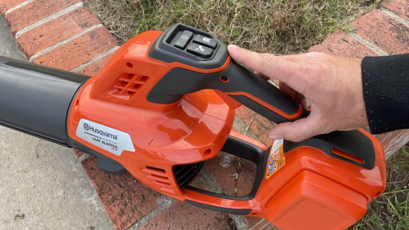 husqvarna leaf blaster 350ib - with a power button, cruise control, turbo, and variable control...