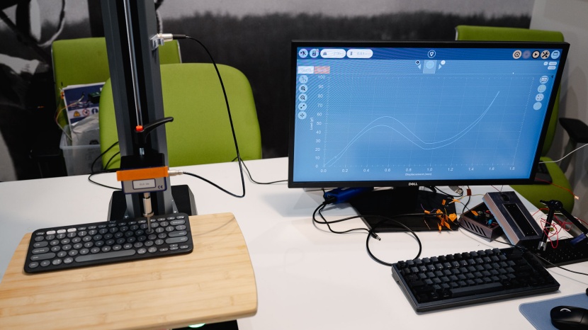 logitech pebble keys 2 k380s - we used a specialized force-displacement rig to precisely measure...