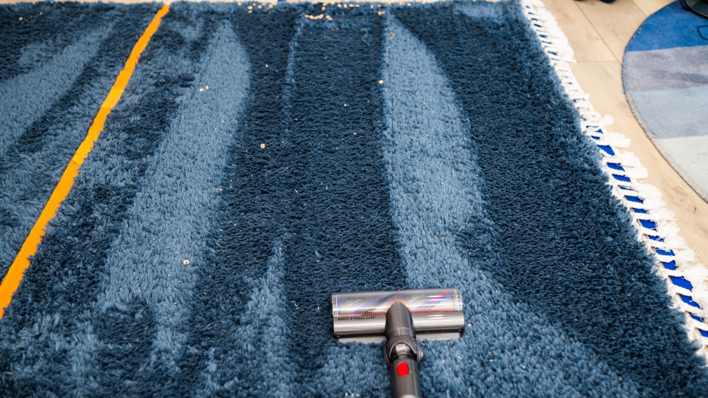 dyson v15 detect - after 24 seconds in this trial, you can see most of the carpet was...