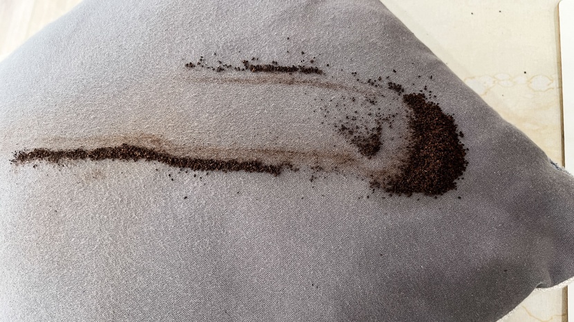 bissell zing bagless canister - we had a lot of coffee grounds left behind during our upholstery test.