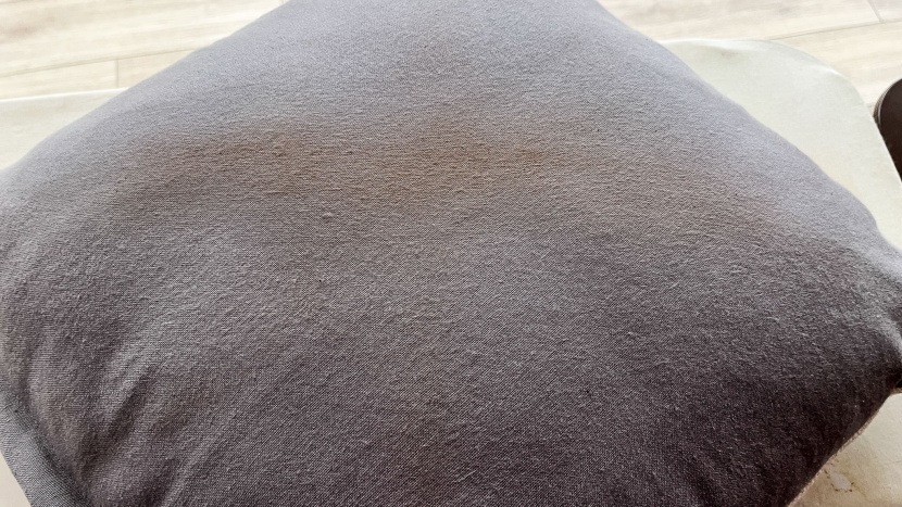 miele classic c1 pure suction powerline - most of the coffee grounds were cleaned off of our test throw pillow.