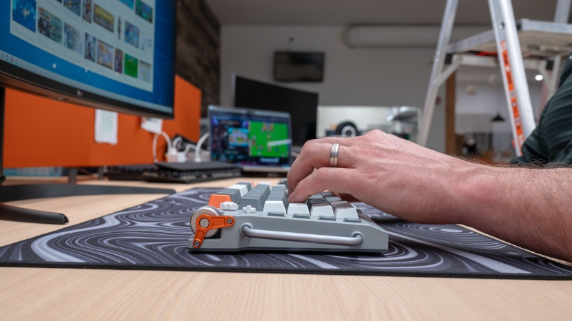 gaming keyboard - the nuphy field75 he is on the taller end of standard-profile...