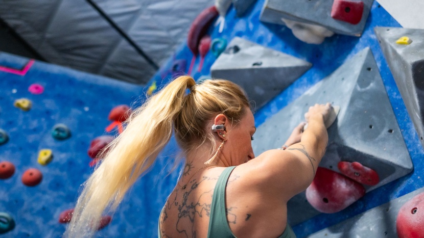 bose ultra open - rock climbing didn't cause any issues while wearing the ultra open.