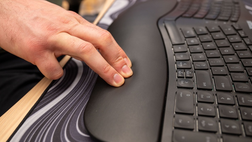 arteck ergonomic wired keyboard - the padded palm rest has some give&mdash;some users might prefer a hard...